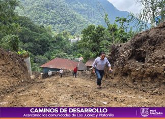 Supervisan avances en trabajos de limpieza de camino en el sur de San Pedro Sacatepéquez San Marcos