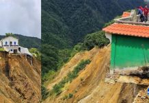 Desprendimiento de tierra deja dos viviendas al borde de un barranco en Santa Eulalia, Huehuetenango