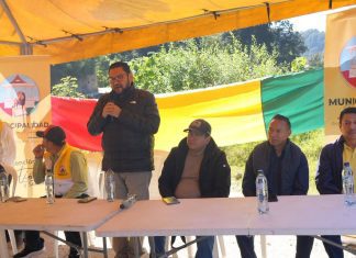 Colocan primera piedra para construcción de carrileras en Ixquihuila, San Marcos